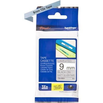 Labeltape Brother TZe, TZ TZe-M921 Tapekleur: Zilver (mat) Tekstkleur:Zwart 9 mm 8 m