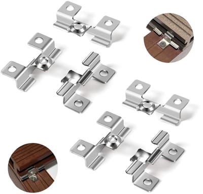Dailygoods- WPC Clips 100 Stuks - Roestvrij Staal - Bodembevestiging - Houten Vloerbevestiging - Waterdicht - 6,5 mm Maat - Vloerclips