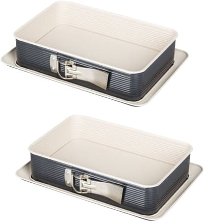 Set van 2 rechthoekige scharniervormen 28 x 18 cm crème zwart Zenker Smart Pastry