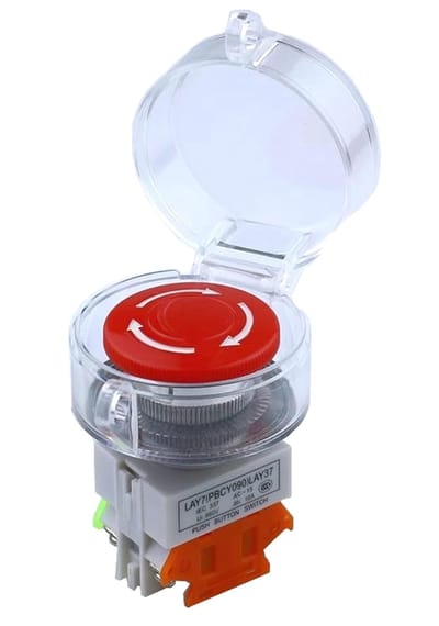 Noodstop Drukknop - Paddenstoel Schakelaar - Machine Bediening - Waterdichte Cover - 22mm - Rood
