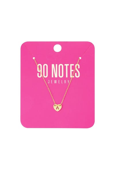 90 NOTES - Initial Heart Ketting - Letter A - goudkleurig