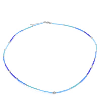 CO88 Collection 8CN-26373 Miyuki Kralen ketting 75cm - Blauw Tinten - 70+5cm - 2,2mm Dikte - Staal - Goudkleurig