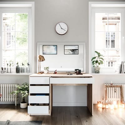 Moderne Kaptafel met LED Spiegel en Veel Opbergruimte