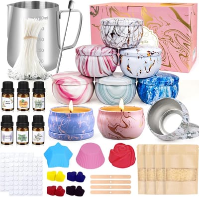 Zelf Kaarsen Maken – 233-Delige Luxe DIY Kaarsenmaakset met 6 Geuren & 8 Kleuren – Complete Cadeauset met Bijenwas, Blikjes & Accessoires