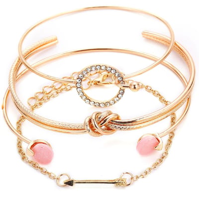 Ensemble de Bracelets Chaîne en Métal Bohème Pour Femmes Géométrique Couleur Or Chaîne à Maillons Épais Jonc Ouvert Bijoux de Mode Féminine beige