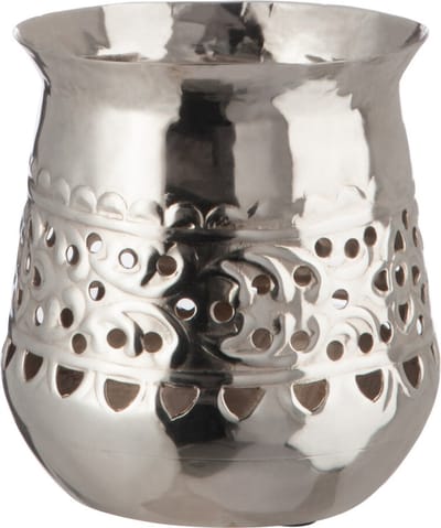 J-Line windlicht Oosters Rond - ijzer - zilver - small