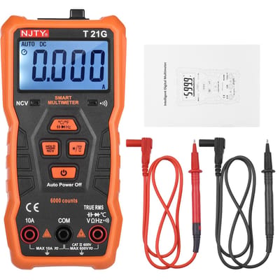 NJTY T21G Mini Slimme Multimeter 6000 Counts True RMS Universele Meter Zakformaat Compact 2-inch LCD