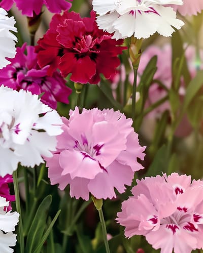 2 sets - Duizendschoon Zaden Organic Dianthus Barbatus Tweejarig Mix Enkelbloemig