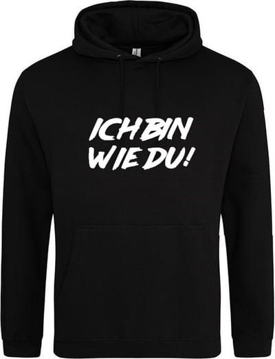 ICH BIN WIE DU ! Hoodie | Sweater | Capuchon | Trui | Hooded | Print | Zwart | Maat L