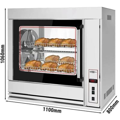 GGM Gastro Elektro Rotations Hähnchengrill - 10 kW - mit 7 Drehkörben für bis zu bis zu 42 Hähnchen Zilver