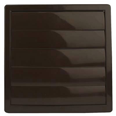 Ventilatierooster 170x170 mm weervast vierkant kunststof met afvoerlucht Ø 100 mm bruin