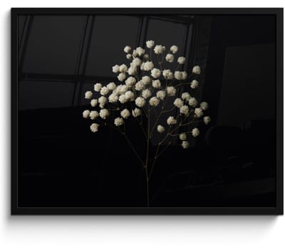 Poster in lijst - Fotolijst 80x60 cm - Posters - Gipskruid - Bloemetjes - Wit - Minimalistisch - Posterlijst zwart - Decoratie - Wanddecoratie woonkamer - Muurdecoratie slaapkamer