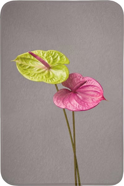 Badmat 60x90 cm - Antislip - Planten - Anthurium - Groen - Roze - Badmatten voor badkamer - Badkamermat - Douchemat - Badkamer mat
