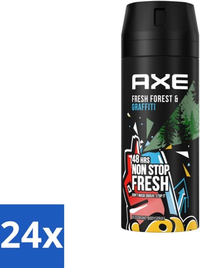 Axe - Deodorant Bodyspray - 48hrs Fresh - Fresh Forest & Graffiti - 150 ml - Voordeelverpakking - 24 stuks