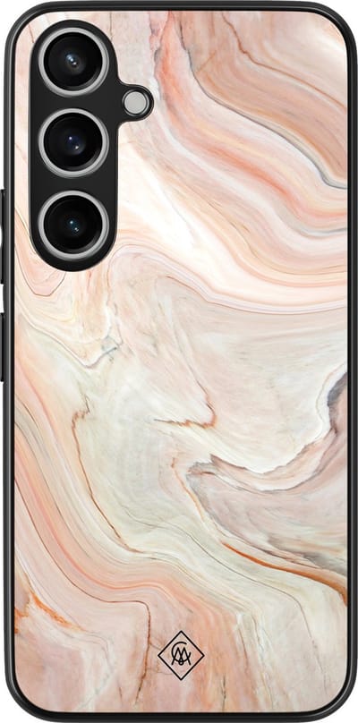 Casimoda® hoesje - Geschikt voor Samsung Galaxy A55 - Marmer Waves - Zwart TPU Backcover - Water - Bruin/beige