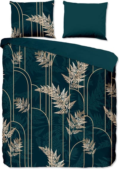 Pure dekbedovertrek gouden bladeren - 1 persoons 140x200/220 cm - Groen - Microvezel