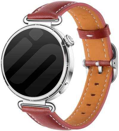 Strap-it Vierkant leren bandje geschikt voor Huawei Watch GT 6 - 41mm / GT 5 Pro - 41mm / GT 5 - 42mm / GT 4 - 41mm / Fossil Gen 6, 5e - 42mm / Charter HR / Q Venture Gen 4-3 / Xiaomi Watch S4 - 41mm / Withings ScanWatch 2, 1 & Light - Wijnrood