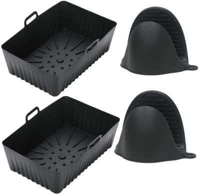 2-pack Airfryercontainer met ovenwanten Silicone
