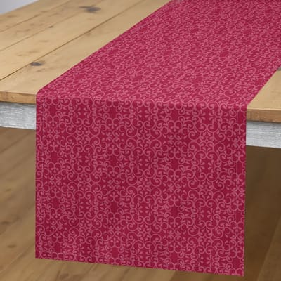 ABAKUHAUS Barokke tafelloper – rechthoekig – 40x300 cm – polyester – gedroogde roos & framboos