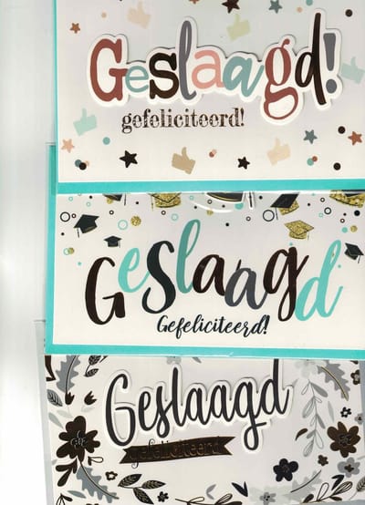 wenskaarten geslaagd - set van 5 - goud - diploma - examen - rijbewijs - schooldiploma - luxe wenskaarten -