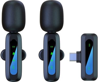 TOVBMUP 2 stuks draadloze microfoons - Draadloze Lavalier-microfoons - Mini-microfoons - Met ruisonderdrukking, automatisch koppelen, dempen en galm - Geschikt voor iPhone, iPad en Android-telefoons