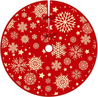 QTTVBTNA -Luxe Kerstboomkleed – Rond 90 cm – Winterse Sneeuwvlokken – Voor Echte & Kunstkerstbomen