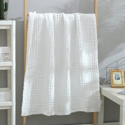 Katoenen gaas babybadhanddoek Pasgeboren wikkeldeken Babydeken Pasgeboren gaasdoek Kinderbadhanddoek wit