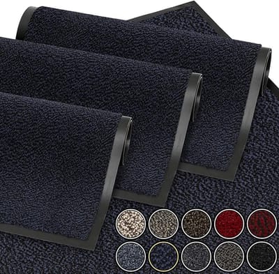 Famanu Deurmat Blauw 90x150 cm | entree deurmat waterdicht wasbaar slijtvast vuilvanger | Antislip deurmat voor vuilvanger voor voordeur, gang, entree, keuken, slaapkamer
