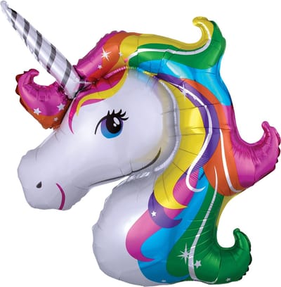 Unicorn Folie Ballon XXL - Eenhoorn Versiering - Helium Folieballon Kinderen - Happy Birthday Decoratie - Verjaardag Feest Ballonnen - Kinderfeestje - Paarden Spullen Cadeau - Pony Meisje - Paardenspullen - Kind – Opblaasrietje - Regenboog - 100 cm