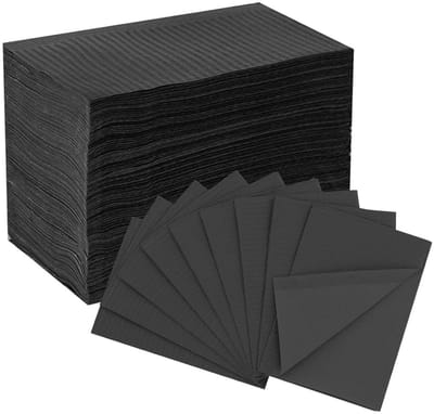 GELLDG Wegwerpbare tandartsslabbetjes - 125 stuks - 33 cm x 45 cm - 3-laags waterdichte tattoo-slabbetjes - Geschikt voor nagelsalons, nagel- en wimperverlengingsbenodigdheden en tattoo-apparatuur - Zwart