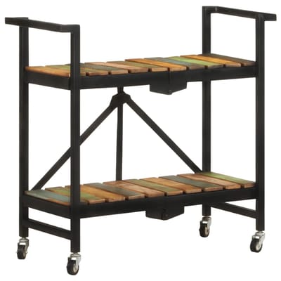 vidaXL - Keukentrolley - 87x36x81 - cm - massief - gerecycled - hout