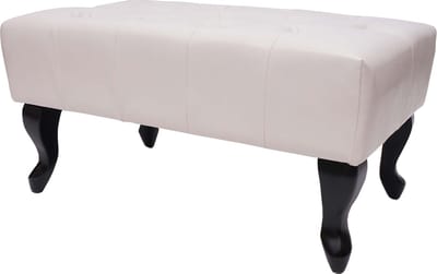 Chesterfield poef, voetenbankje, kunstleer 39x77x47cm ~ crème-wit