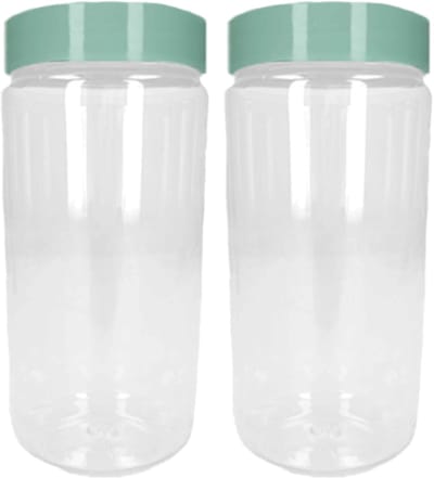 Plasticforte Voorraadpot/bewaarpot - 2x - 550 ml - kunststof - mintgroen - B7 x H16 cm