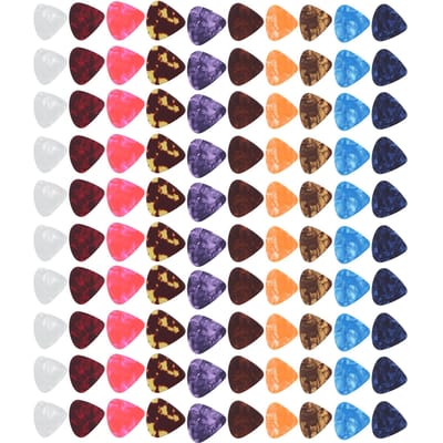 100 médiators de guitare colorés en celluloïd Outil de protection des doigts Fournitures pour instruments à cordes 0,46 mm