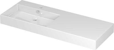 INK Unlimited porseleinen wastafel links zonder kraangat 120 x 45 x 11 cm, glanzend wit