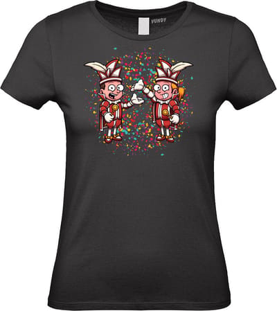 Dames T-shirt Carnavals Paar | Carnaval | Carnavalskleding Dames Heren | Zwart | maat XS