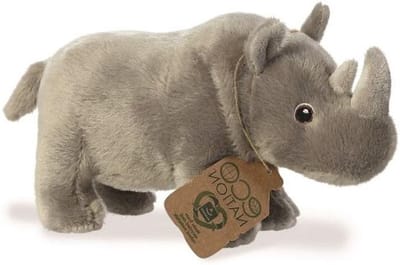 Aurora Pluche knuffeldier neushoorn - grijs - 24 cm - Safari dieren thema