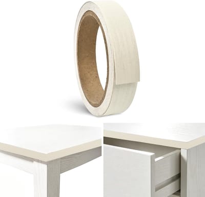 20mm Houten Fineer Zelfklevende Randafwerking Tape voor Meubels, Bureau's en Keukens - 10m Off-White