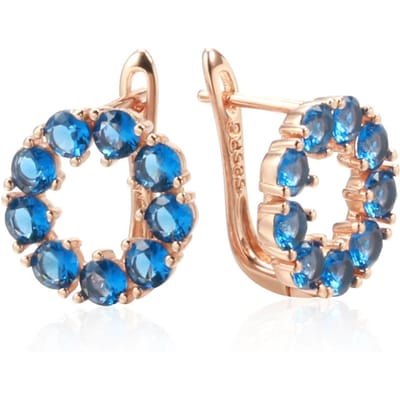 Boucles d'Oreilles Anglaises Zircon Naturel Bleu Pour Femmes Tendance Couleur Or Rose Forme Ronde Simple Bijoux Romantiques Quotidiens beige
