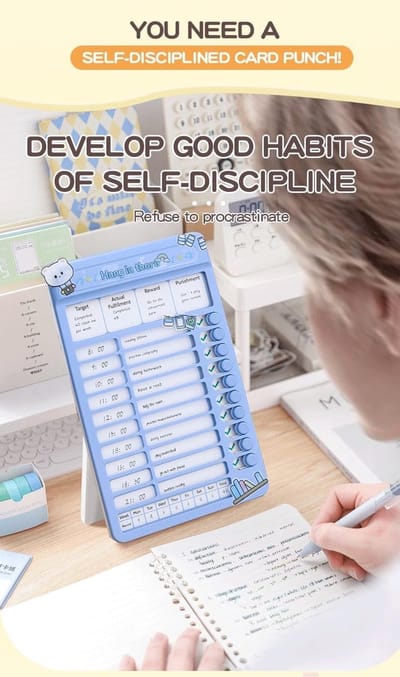Dagelijkse Taken Planner - Checklist Bord - Zelfdiscipline Verbeteren - Herbruikbaar Schuif Systeem - 22 x 13.7 cm - Blauw