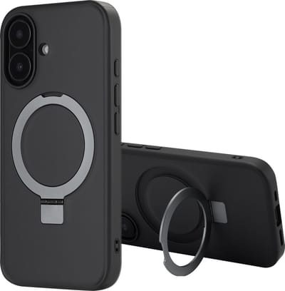 YPCd MagSafe Hoesje Geschikt voor Apple iPhone 16 – Shockproof TPU Backcover met Standaard – Verhoogde Randen – Transparant Zwart