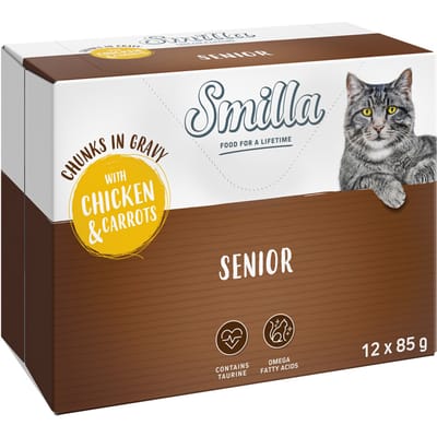 12x85g Smilla Verse Zakjes Senior Hapjes in Saus met Kip en Wortelen
