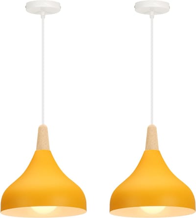 2 Stuks Hanglamp Moderne Slaapkamer Scandinavische Kroonluchter voor Woonkamer Keuken Restaurant Geel
