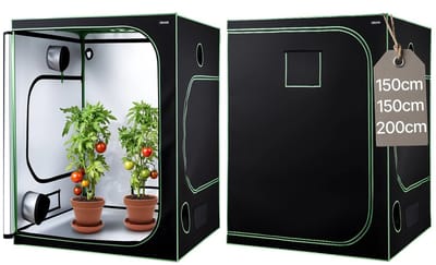 DIMICO - Kweektent voor Planten - 150x150x200 - Indoor Grow Tent - Hydrocultuur - Kweekkast - Ventilatieopeningen - Zwart