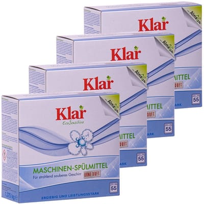 Vaatwasmiddel, afwasmiddel machine, 4 x 1,375 kg, machinereiniger vaatwasser zonder parfum