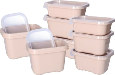 Juypal Vershoudbakjes nestbaar - 10 delig - BPA vrij - meal prep - diverse maten- Beige - luchtdicht - herbruikbaar
