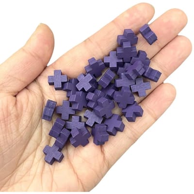 50 Stuks 100 Stuks 10 Mm Houten Spel Tokens - Paarse Kruisvormen Voor Bordspellen Schaken Kaart Markers Tafelblad Accessoires