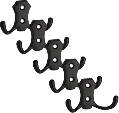 5 x Garderobehaak LENA 45 x 77 x 27 mm BA 20 mm zwart Kledinghaak Wandhaak van SO-TECH