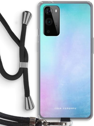 Case Company® - Hoesje met koord geschikt voor OnePlus 9 Pro hoesje met Koord - Mist pastel - Telefoonhoesje met Zwart Koord - Bescherming aan alle Kanten en Over de Schermrand