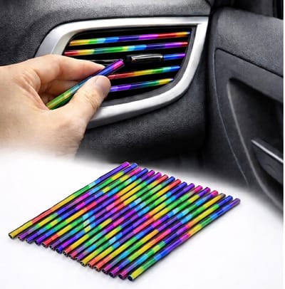 Auto Ventilatierooster Decoratie Strips – 10 Stuks Interieur Styling – Ventilatiesleuven Decoratie Auto – Buigbare ABS Ventilatierooster Clips – Universeel – Multicolor